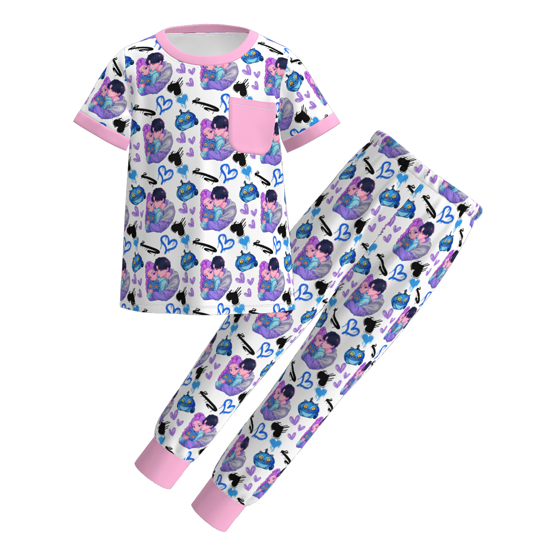 (Pre Order)Girls Valentine's Day Movie Character Print Pajamas