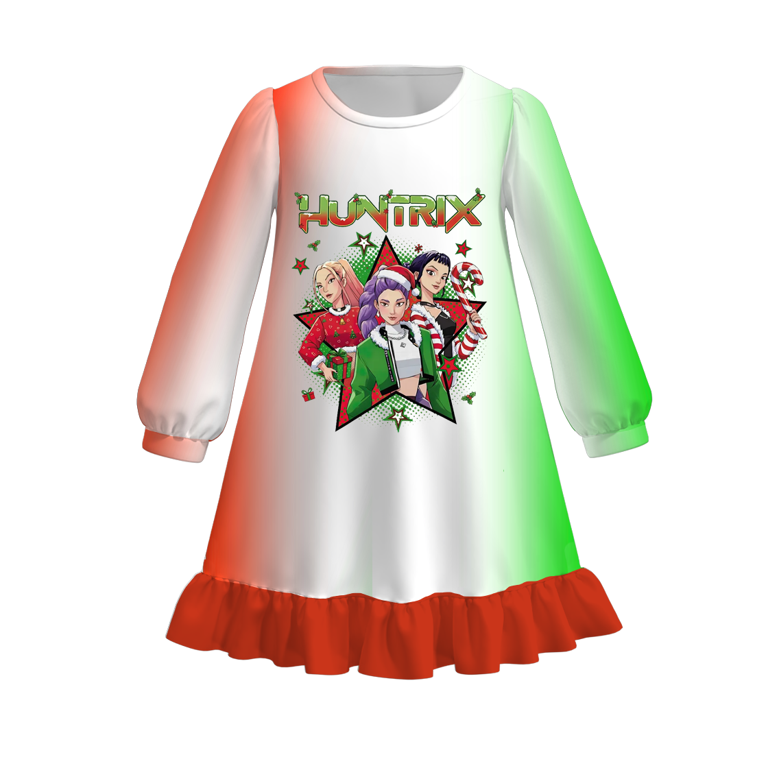 (Pre Order)Girls Christmas Movie Character Print Pajamas Dress