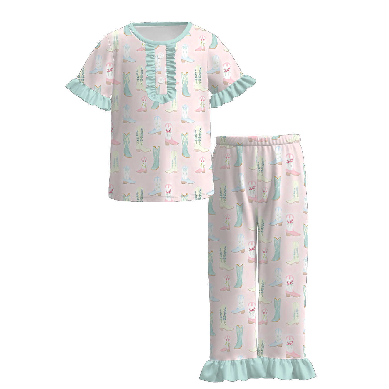 (Pre Order)Sisters Spring Boots Print Dress,Set&Romper