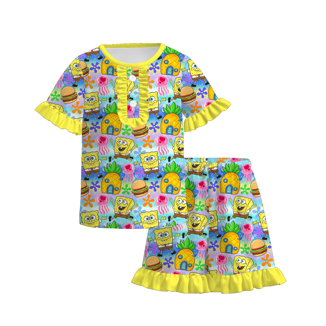 (Pre Order)Girls Spring Cartoon&Princess Print Pajamas