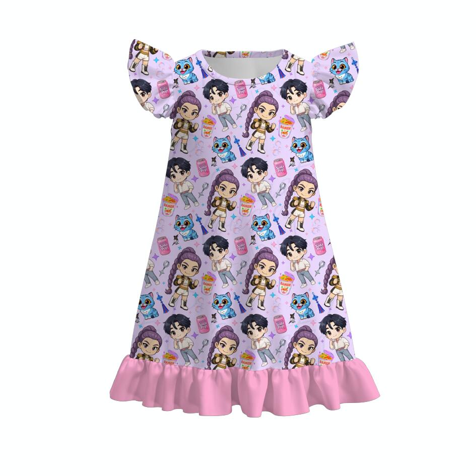(Pre Order)Girls Movie Character Print Pajamas Dress