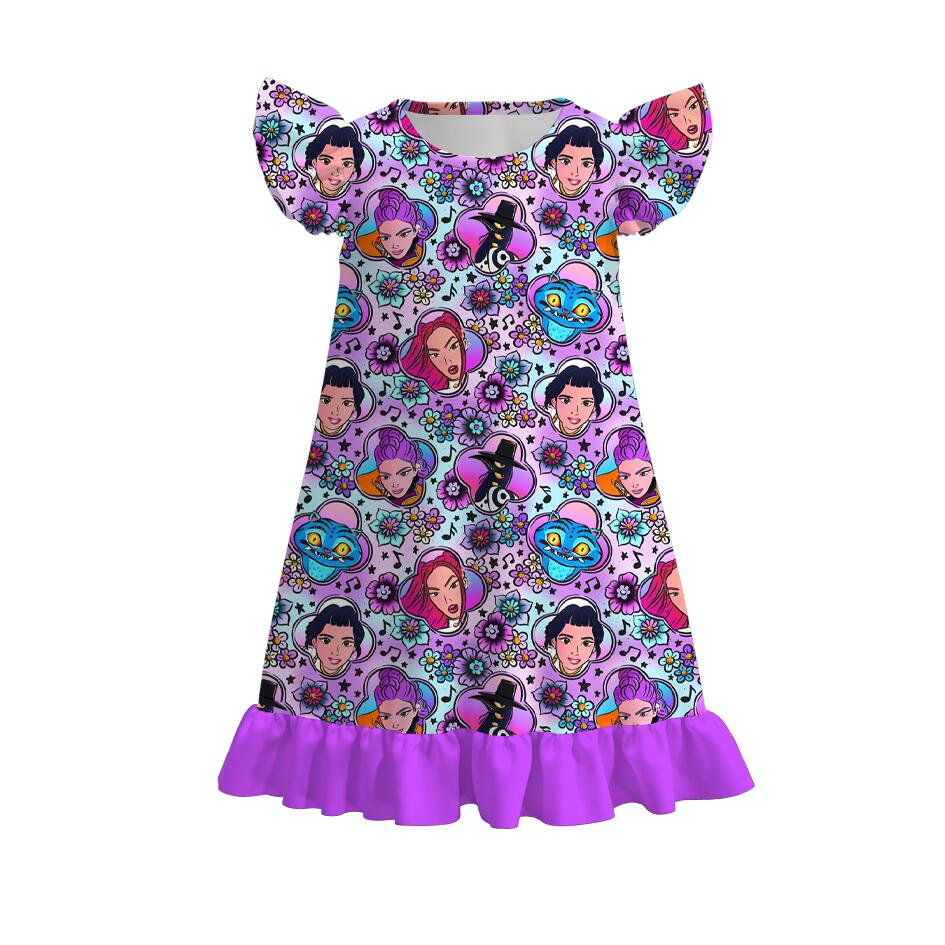 (Pre Order)Girls Movie Character Print Pajamas Dress