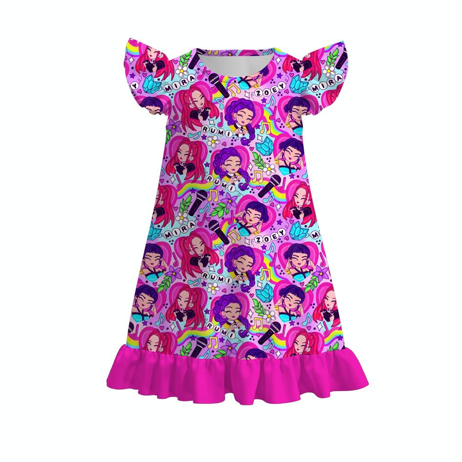 (Pre Order)Girls Movie Character Print Pajamas Dress