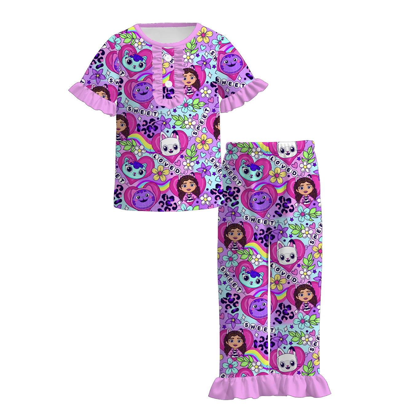 (Pre Order)Girls Valentine's Day Print Pajamas