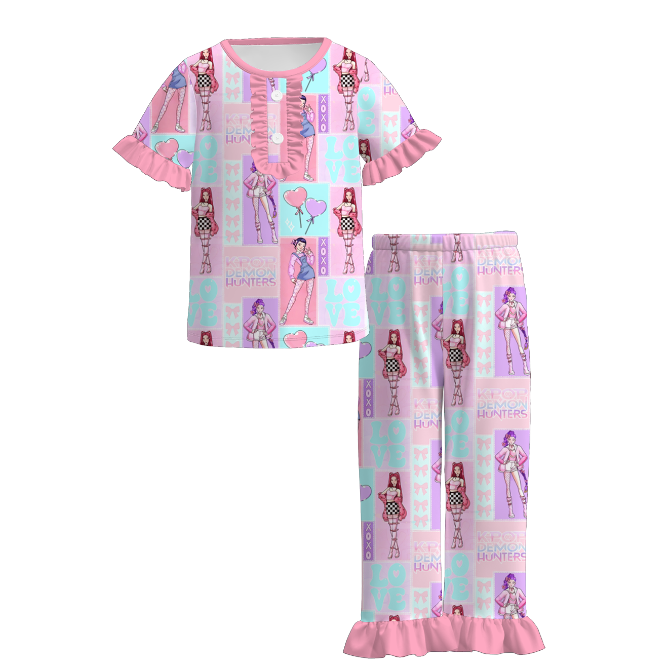 (Pre Order)Girls Valentine's Day Print Pajamas