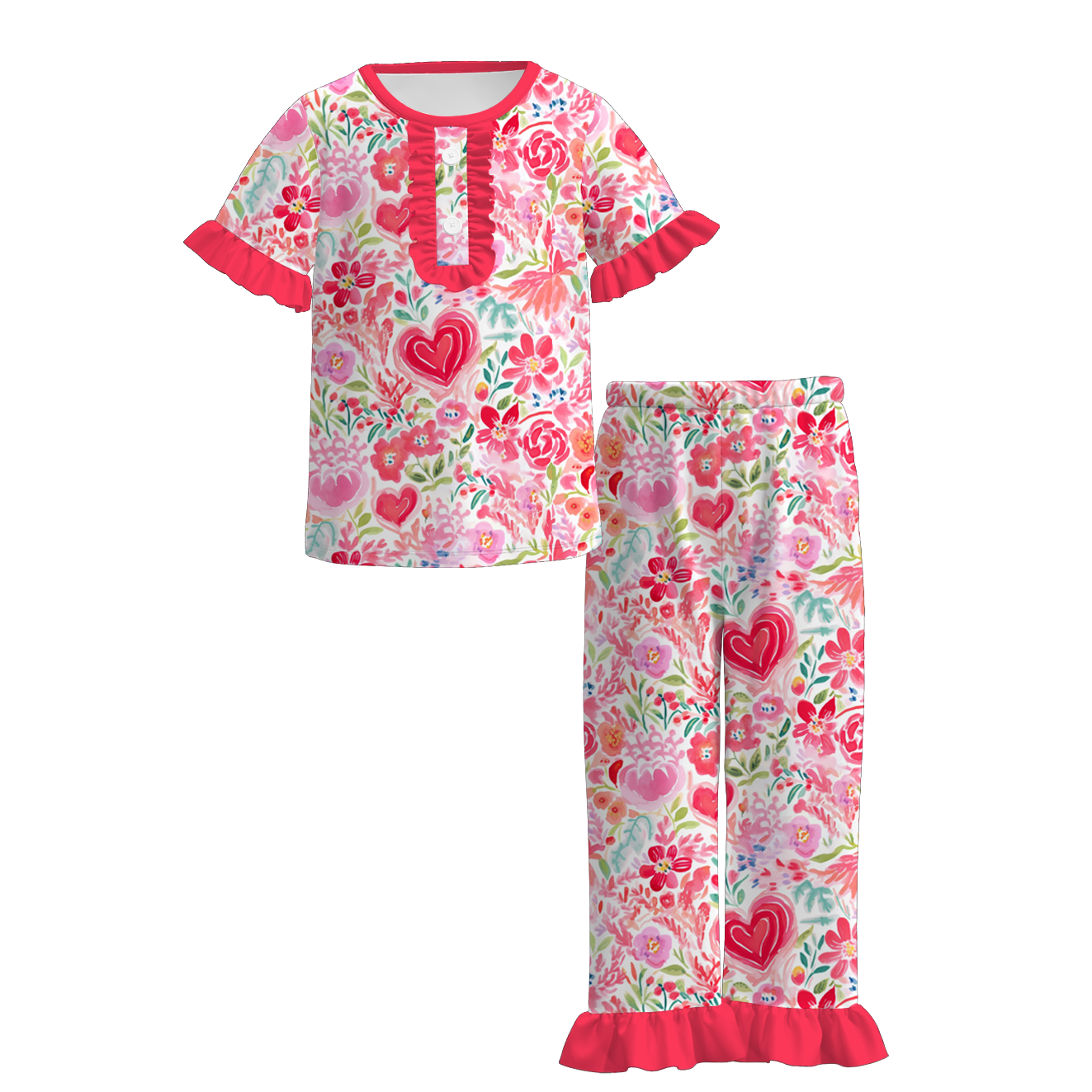 (Pre Order)Girls Valentine's Day Print Pajamas