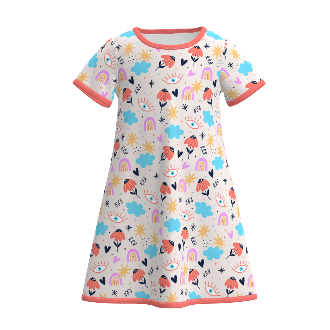 (Pre Order)Girls Spring&Summer Cartoon Print Pajamas Dress
