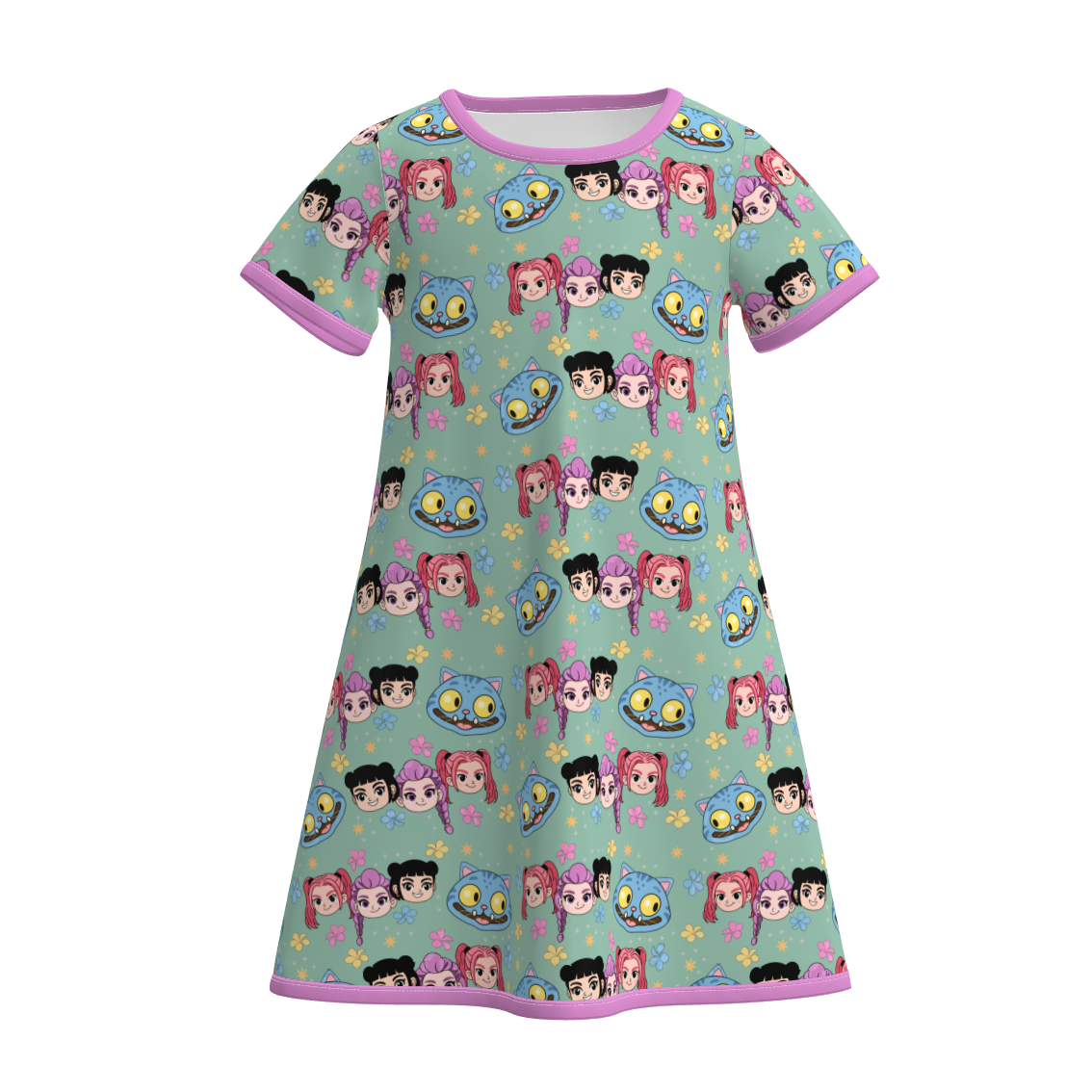 (Pre Order)Girls Spring&Summer Cartoon Print Pajamas Dress