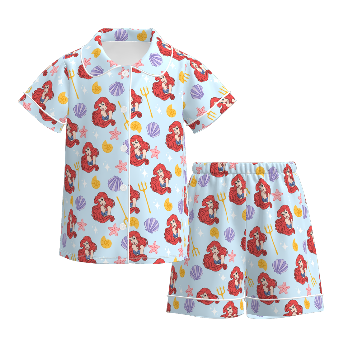 (Pre Order)Girls Spring&Summer Cartoon Print Pajamas