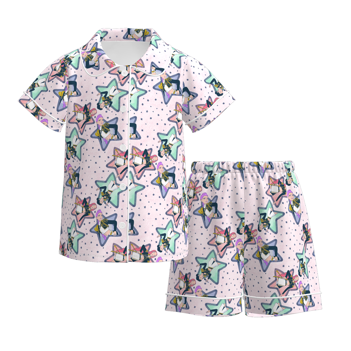 (Pre Order)Girls Spring&Summer Movie Character Print Pajamas