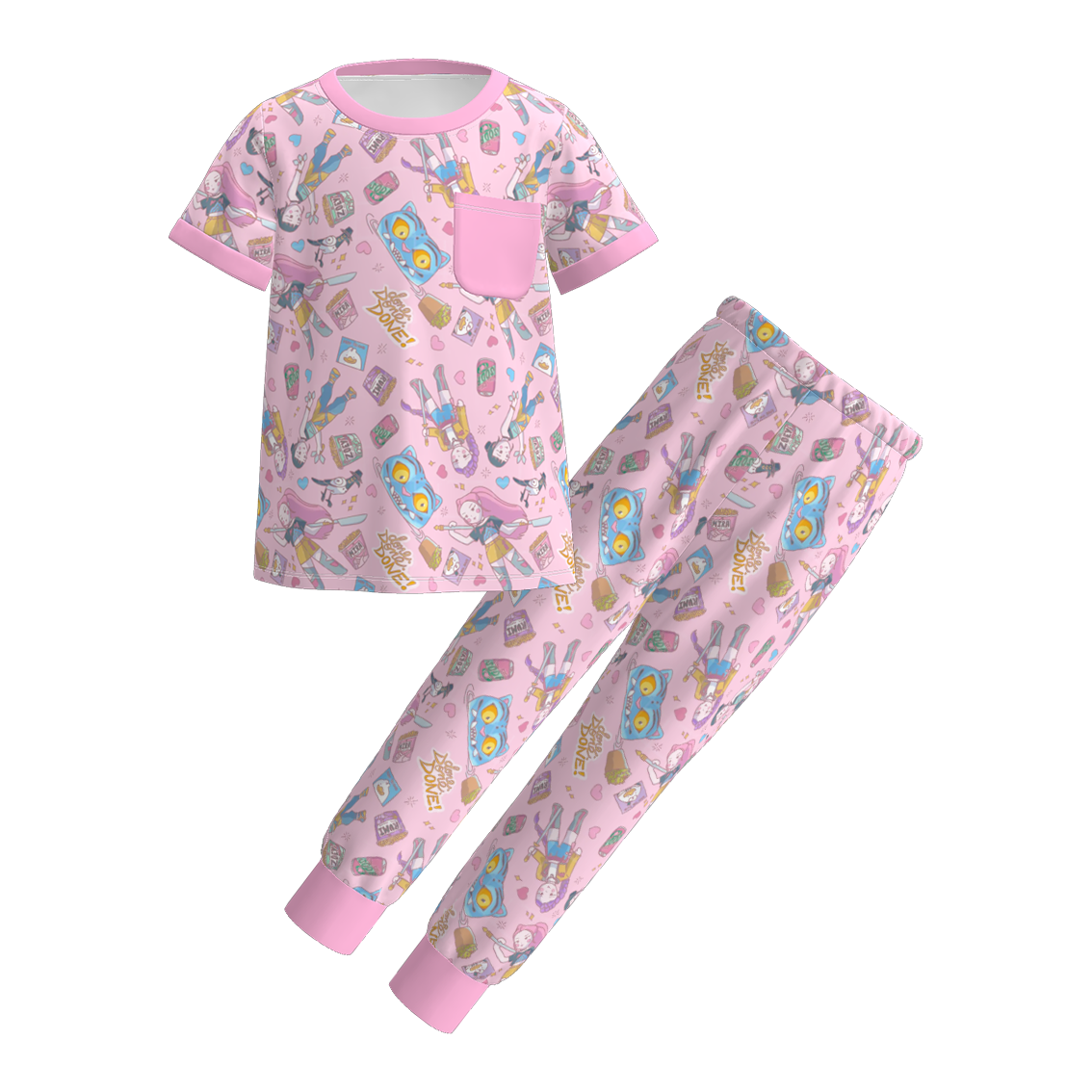 (Pre Order)Girls Spring&Summer Movie Character Print Pajamas