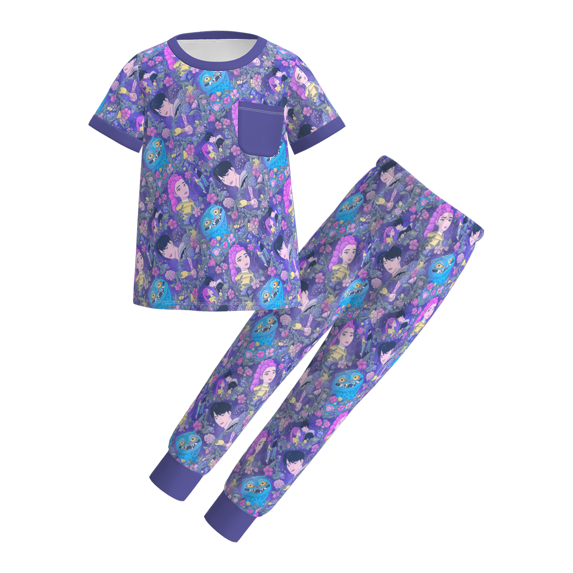 (Pre Order)Girls Spring&Summer Movie Character Print Pajamas