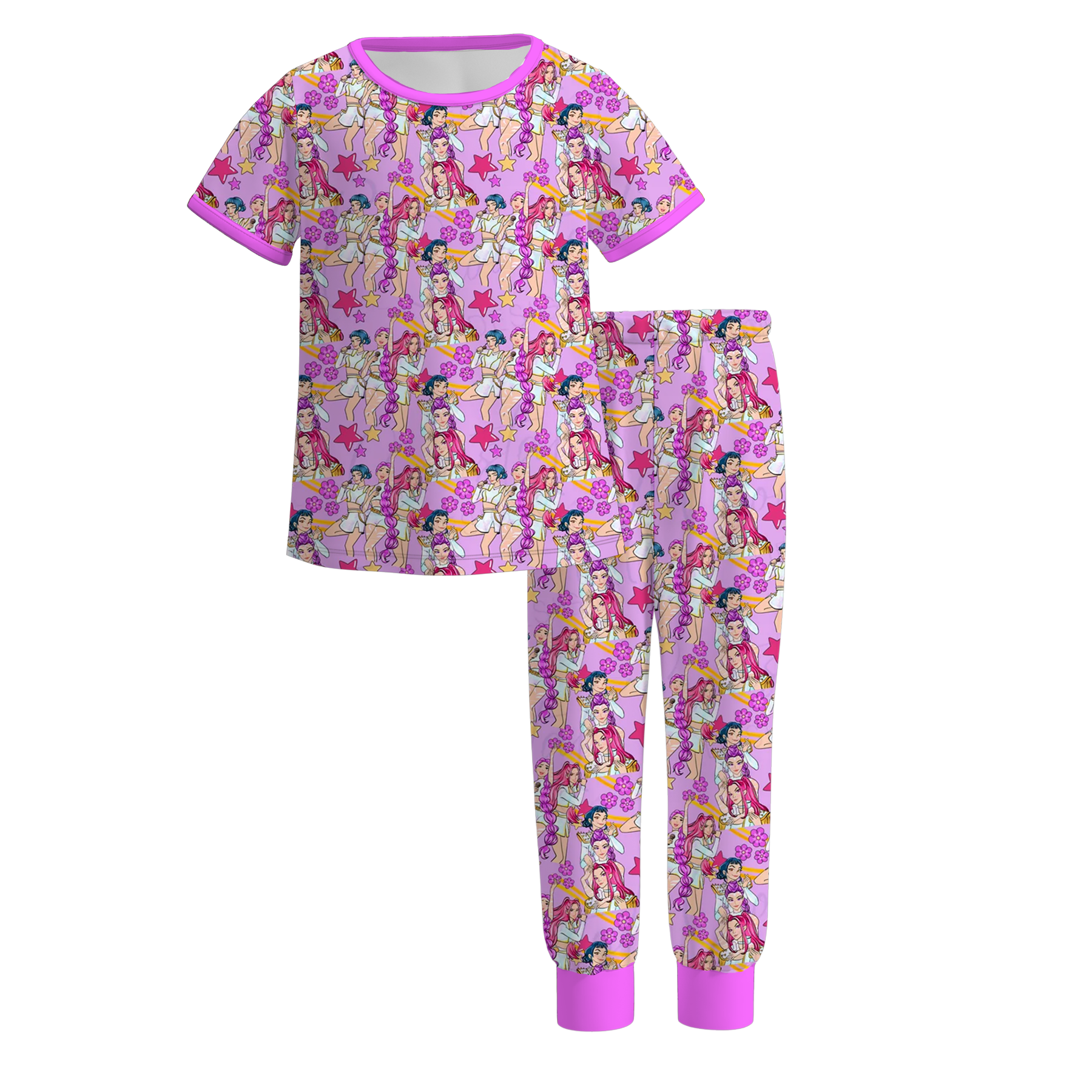 (Pre Order)Girls Spring&Summer Movie Character Print Pajamas
