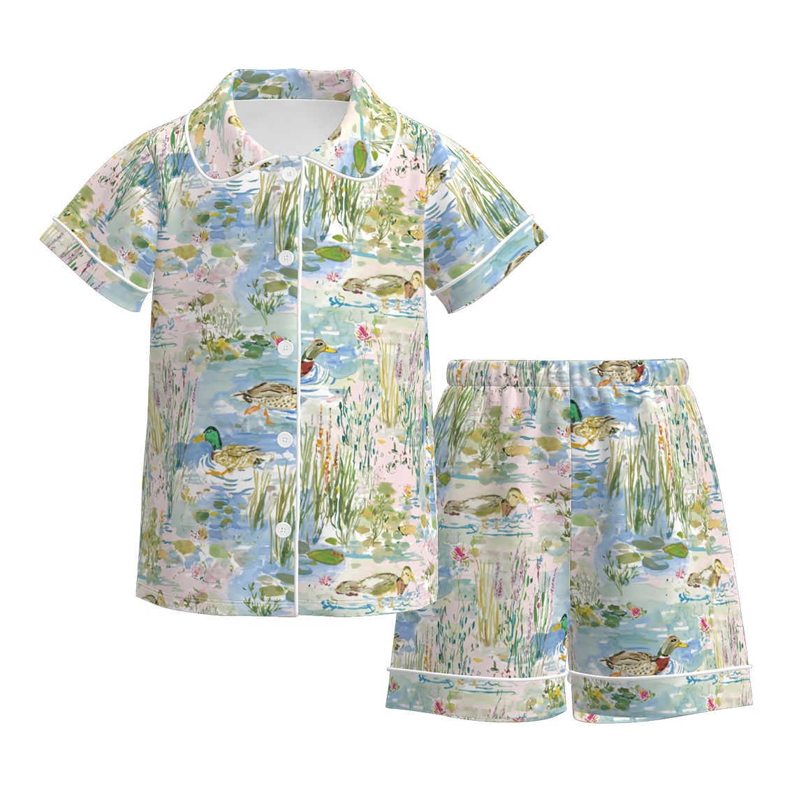 (Pre Order)Girls Spring&Summer Goose Print Pajamas