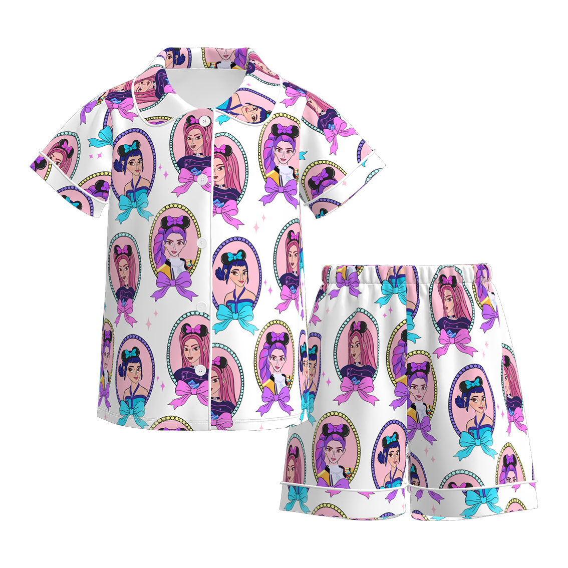 (Pre Order)Girls Spring&Summer Movie Character Print Pajamas