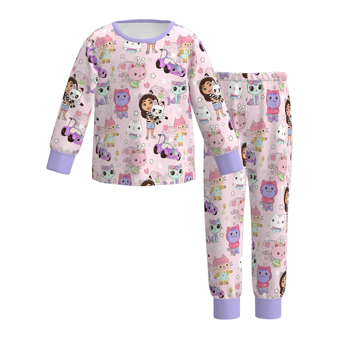 (Pre Order)Girls Spring&Summer Cartoon Print Pajamas