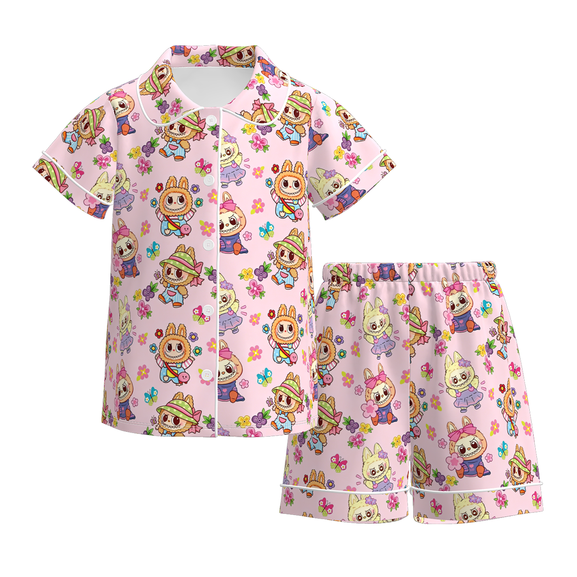(Pre Order)Girls Spring&Summer Cartoon Print Pajamas