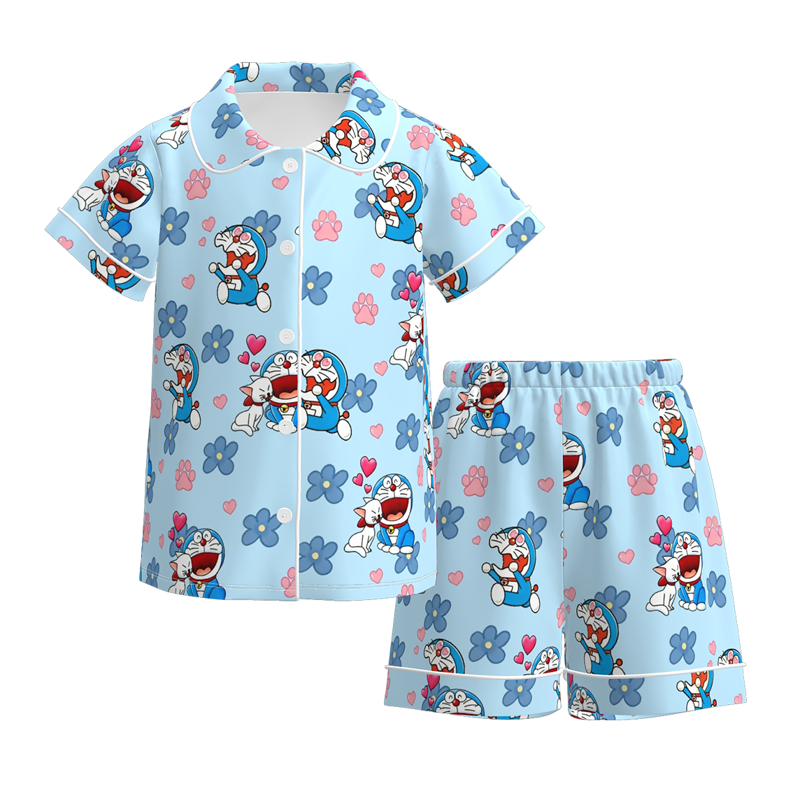 (Pre Order)Girls Spring&Summer Cartoon Print Pajamas