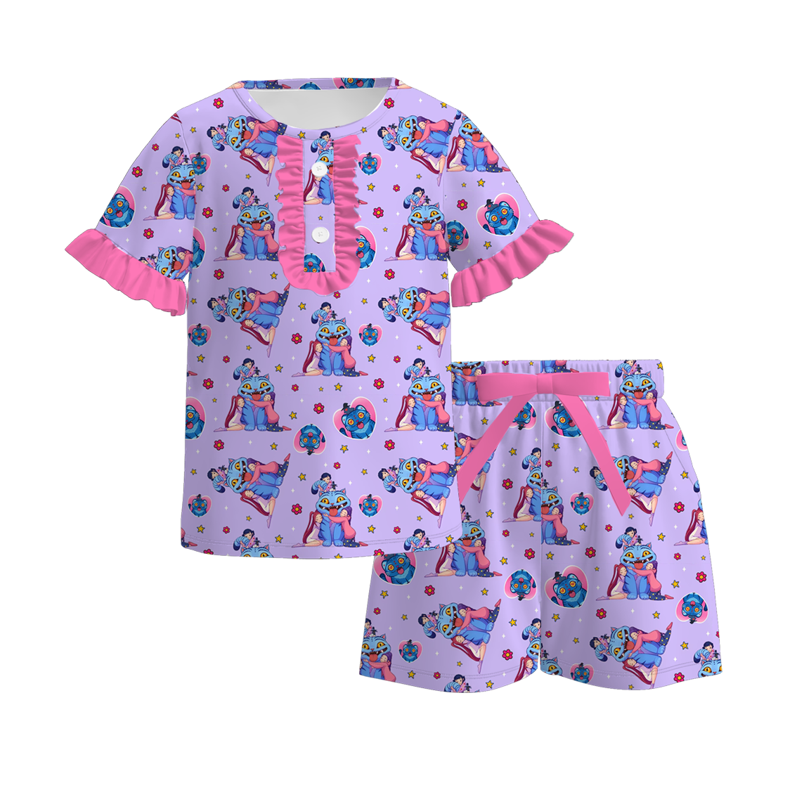 (Pre Order)Girls Spring&Summer Movie Character Print Pajamas