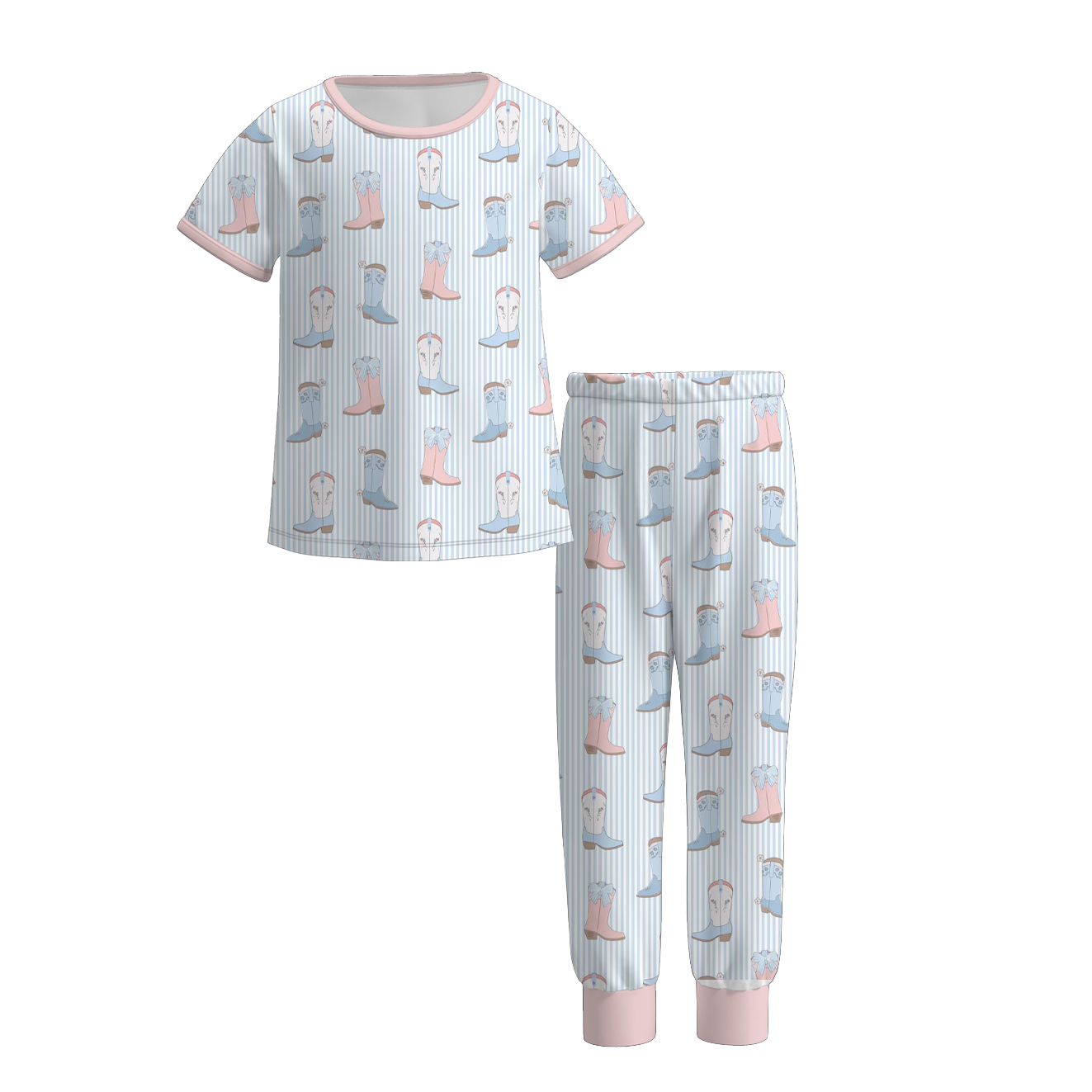 (Pre Order)Girls Spring&Summer Boots Print Dress&Pajamas