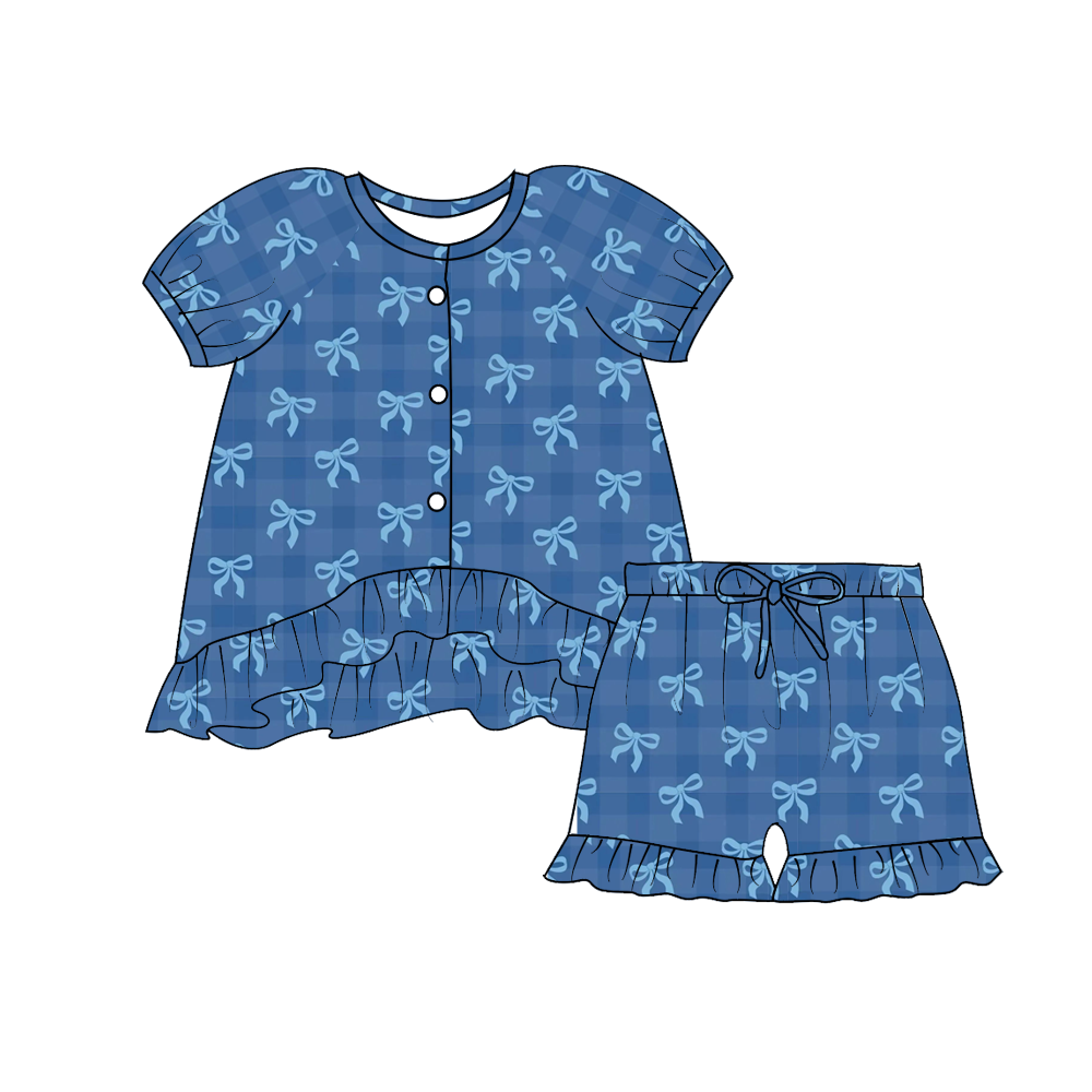 (Pre Order)Family Spring&Summer Bow Print Dress,Set&Top