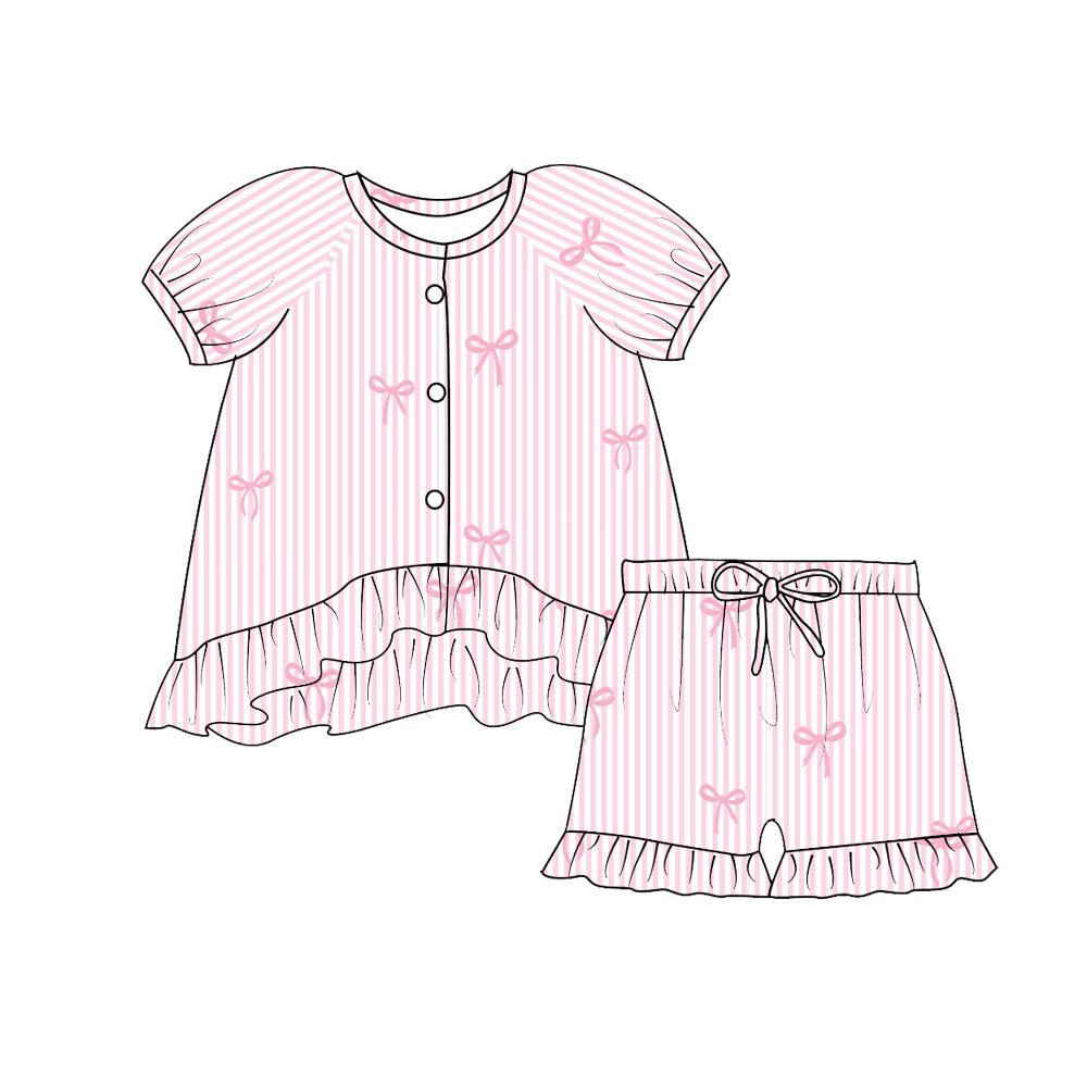 (Pre Order)Family Spring&Summer Bow Print Dress,Set&Top