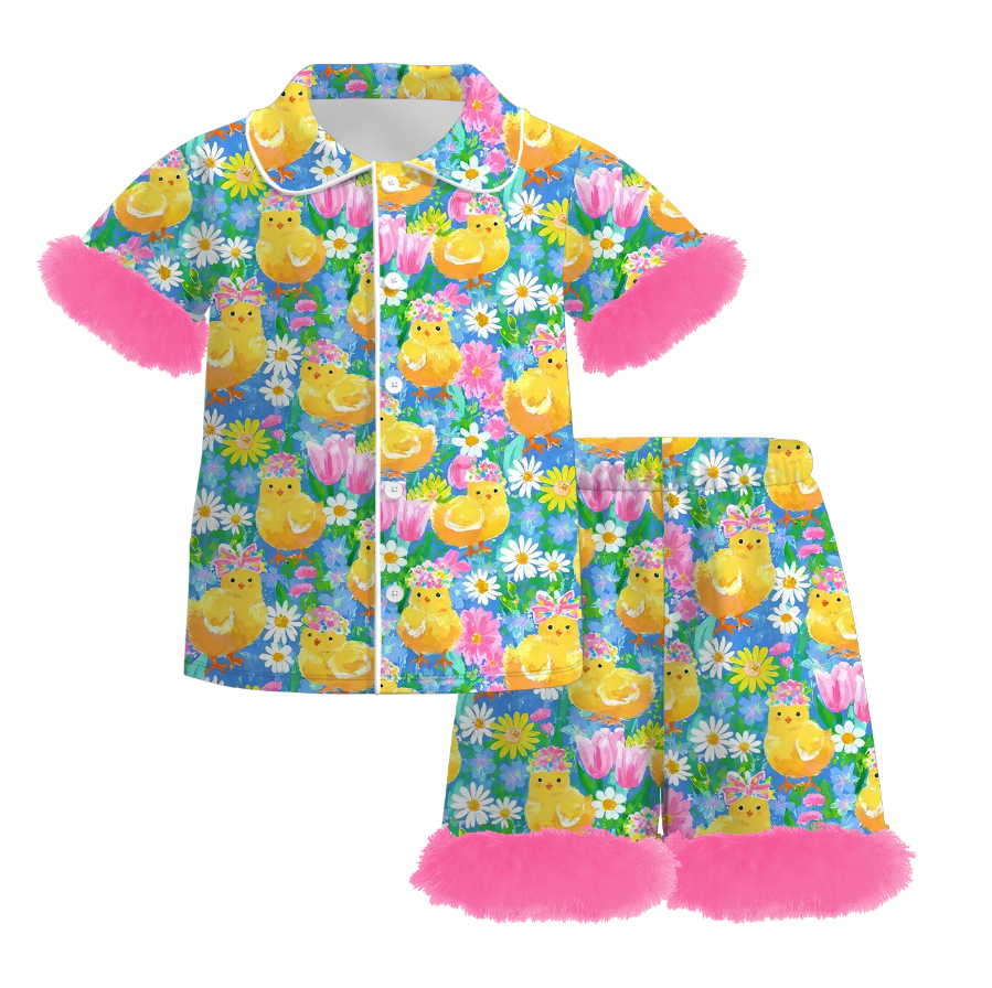 (Pre Order)Girls Easter Bunny Print Pajamas