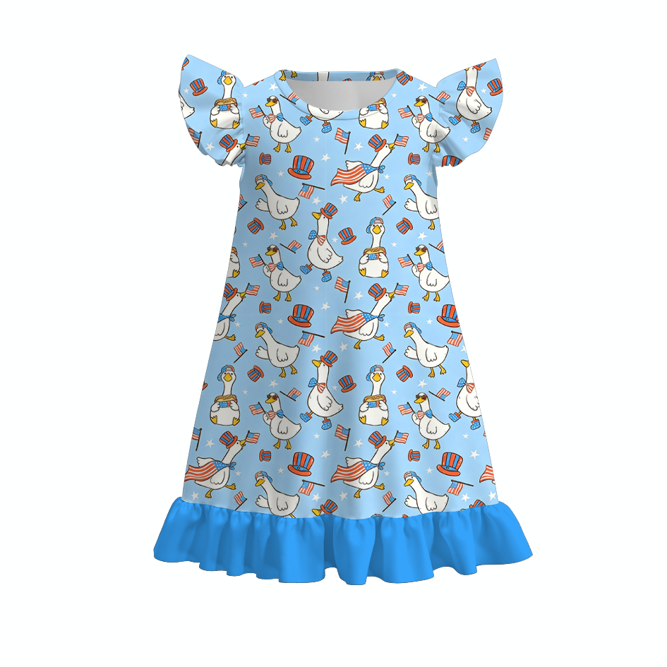 (Pre Order)Mommy and Me Patriotic Goose Print Dress,Set&Pajamas