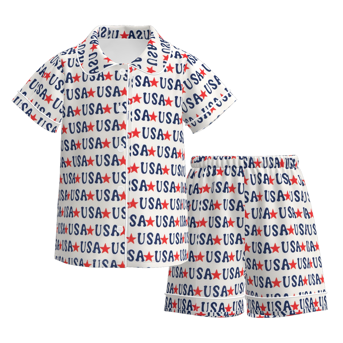 (Pre Order)Girls Patriotic Print Pajamas