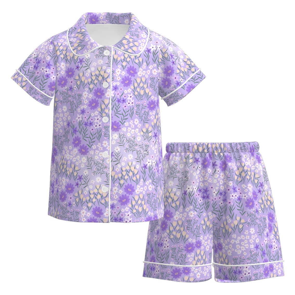 (Pre Order)Family Spring&Summer Lavender Floral Print Dress,Set&Romper