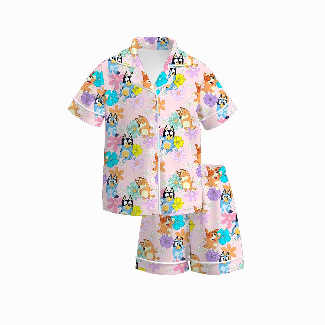 (Pre Order+Prepack Zone)Girls Spring&Summer Blue Dog Print Dress,Set&Pajamas