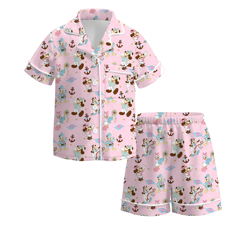 (Pre Order)Mommy and Me Spring&Summer Cartoon Print Pajamas