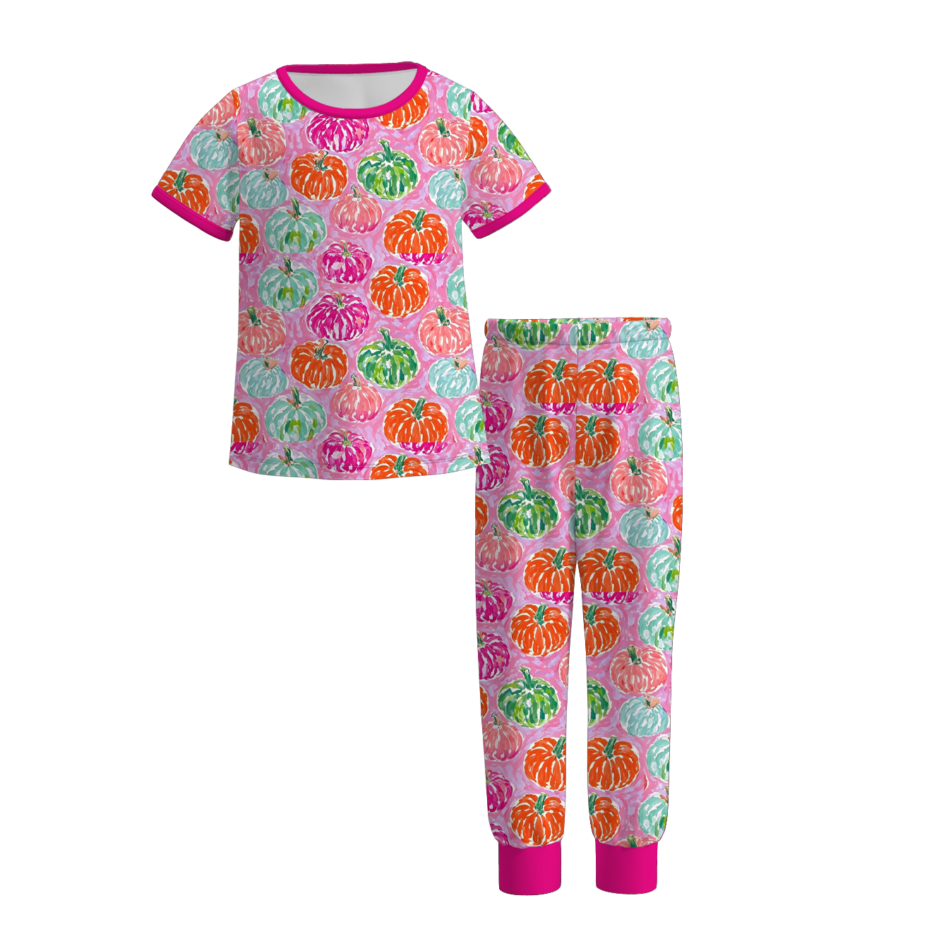 (Pre Order+Prepack Zone)Girls Fall Pumpkin Print Pajamas