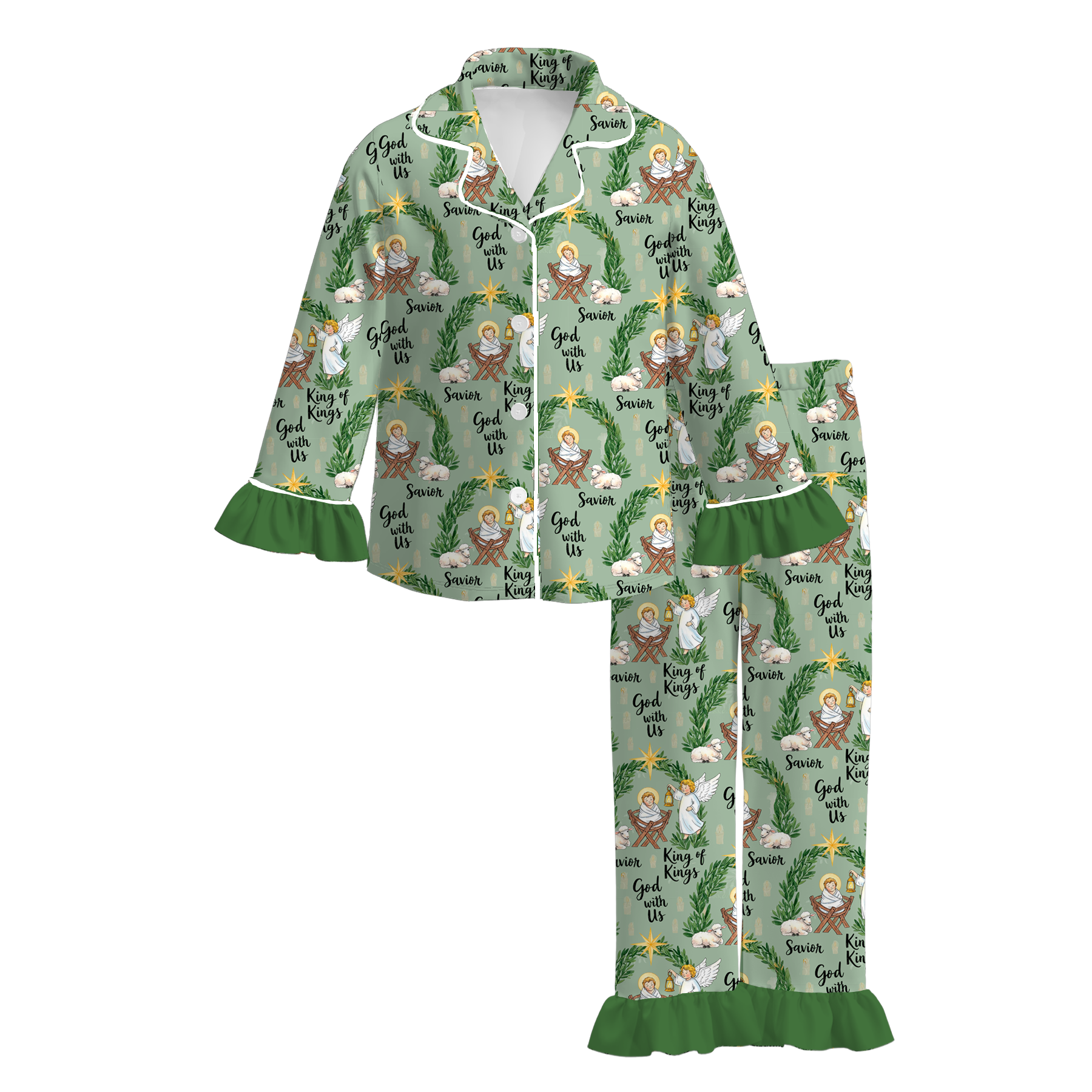 (Pre Order)Girls Christmas Print Dress&Pajamas