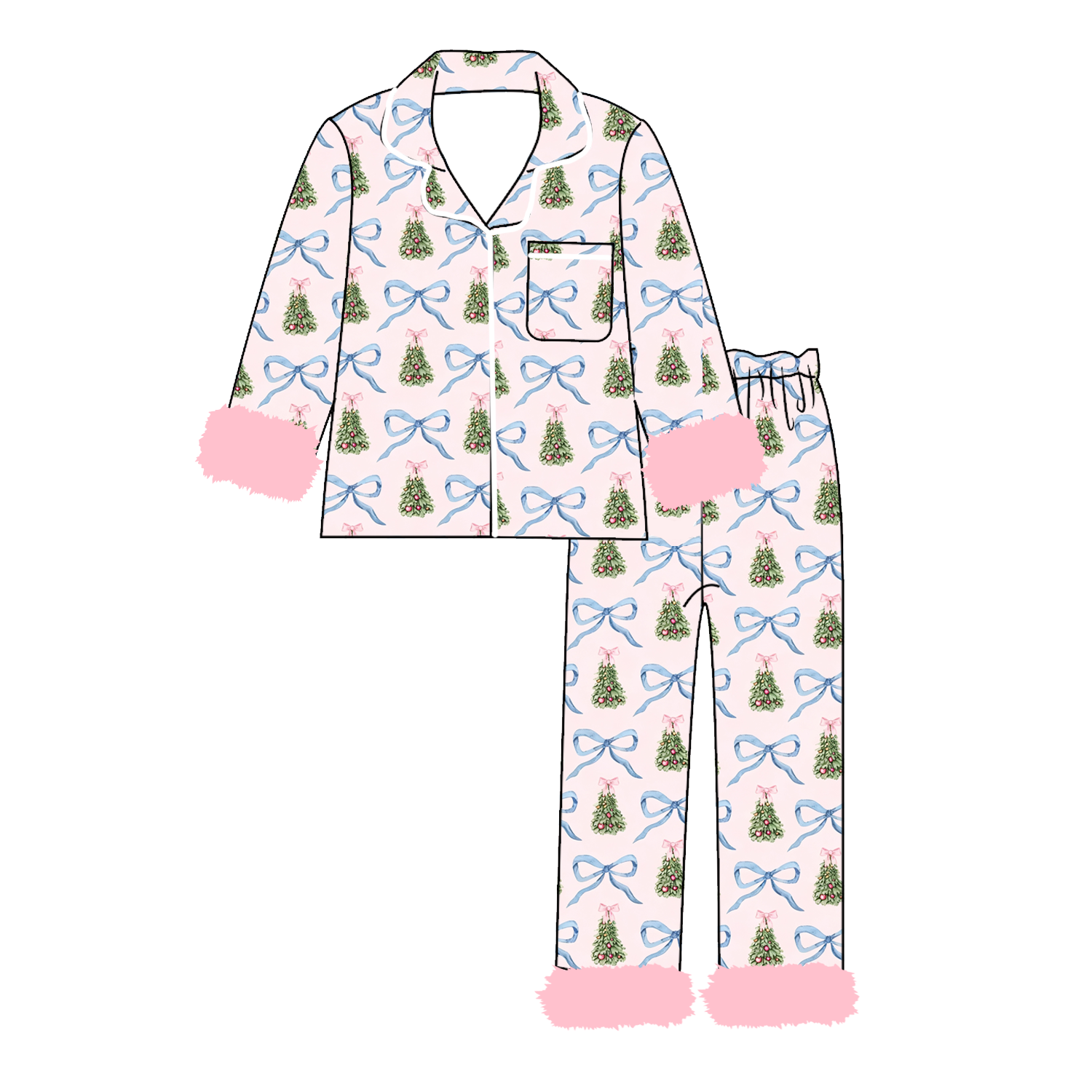 (Pre Order)Girls Christmas Print Pajamas