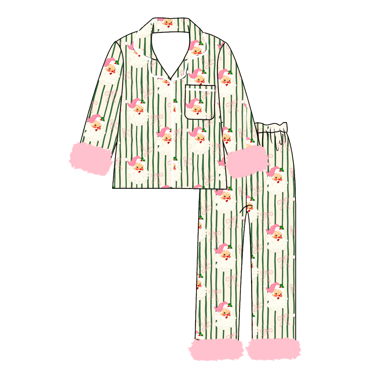 (Pre Order)Girls Christmas Print Pajamas