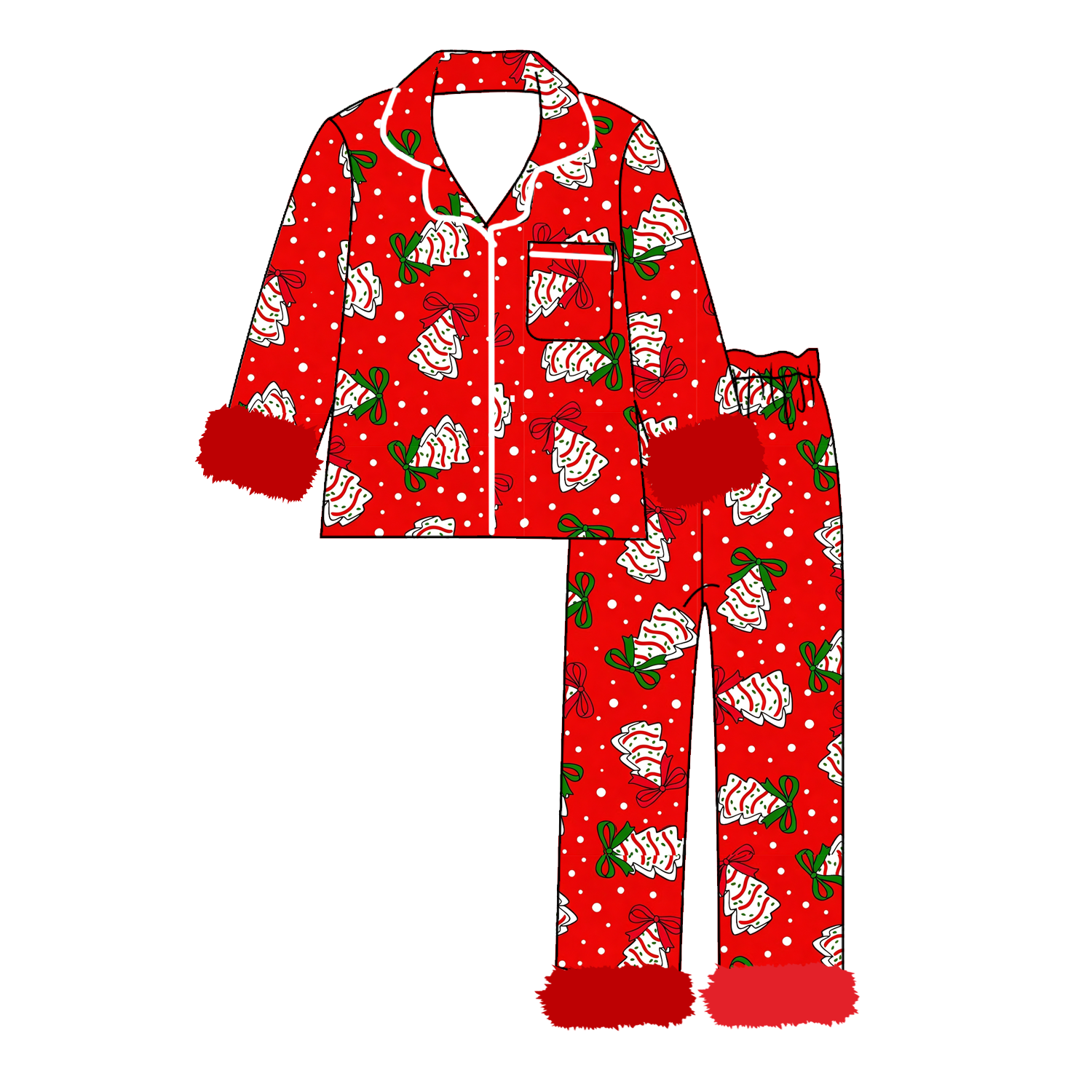 (Pre Order)Girls Christmas Print Pajamas
