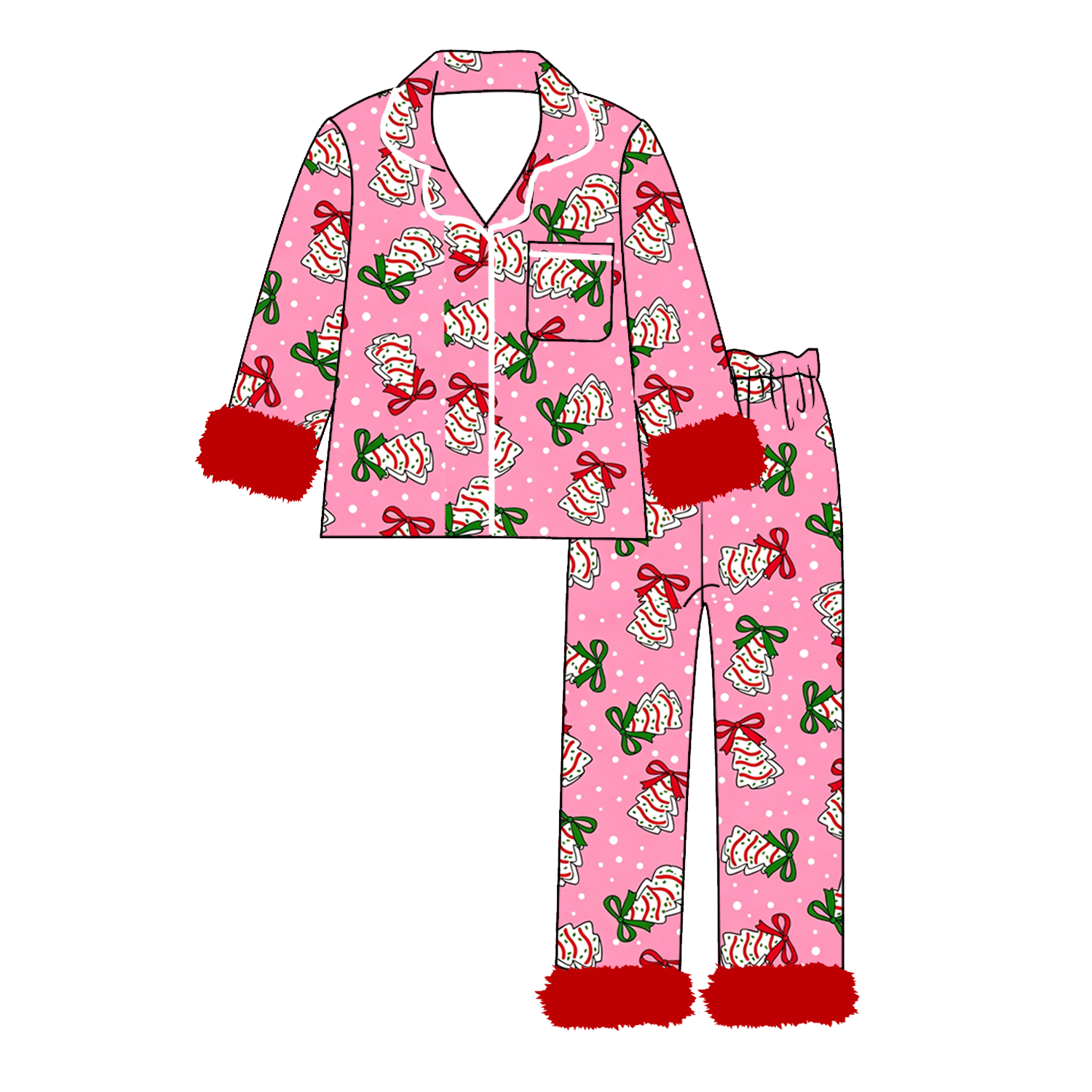 (Pre Order)Girls Christmas Print Pajamas