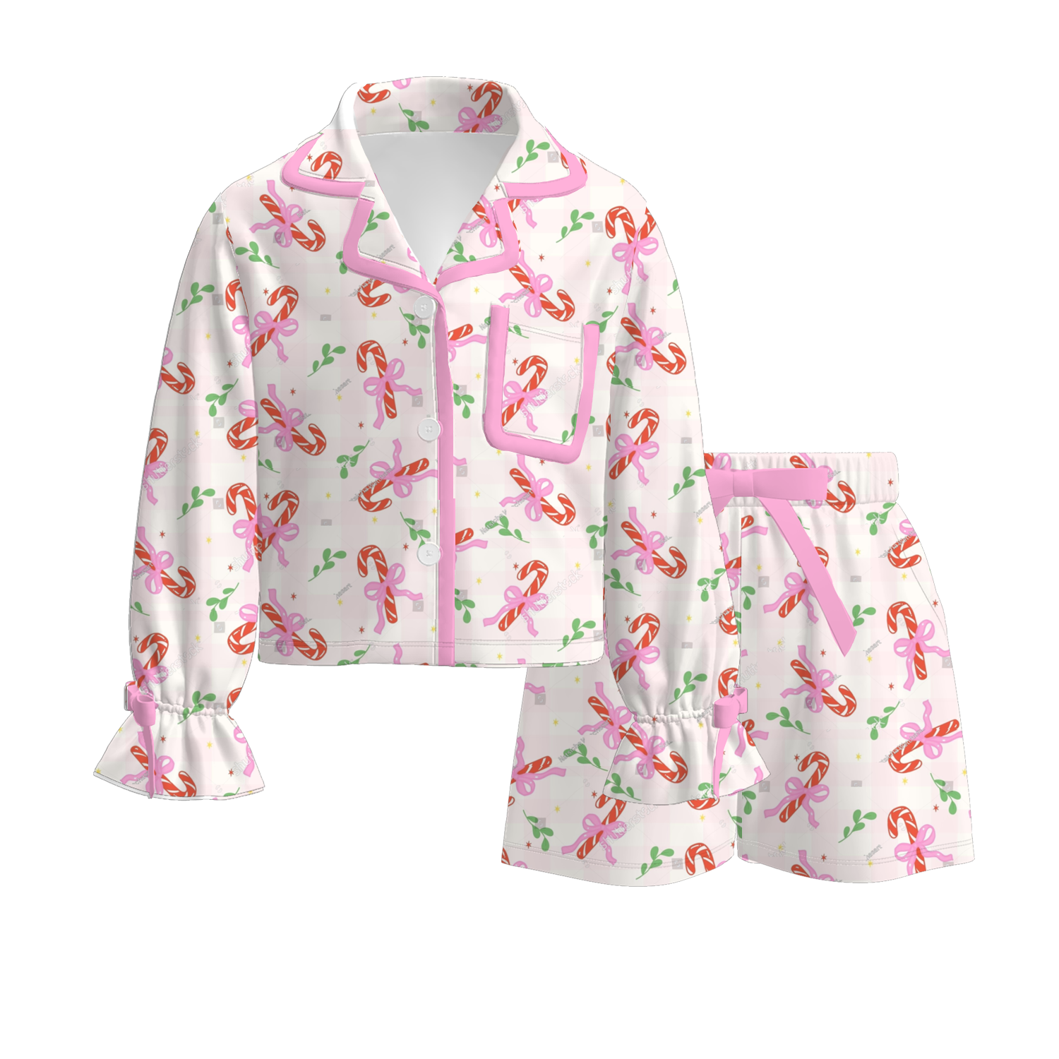 (Pre Order)Girls Christmas Print Pajamas
