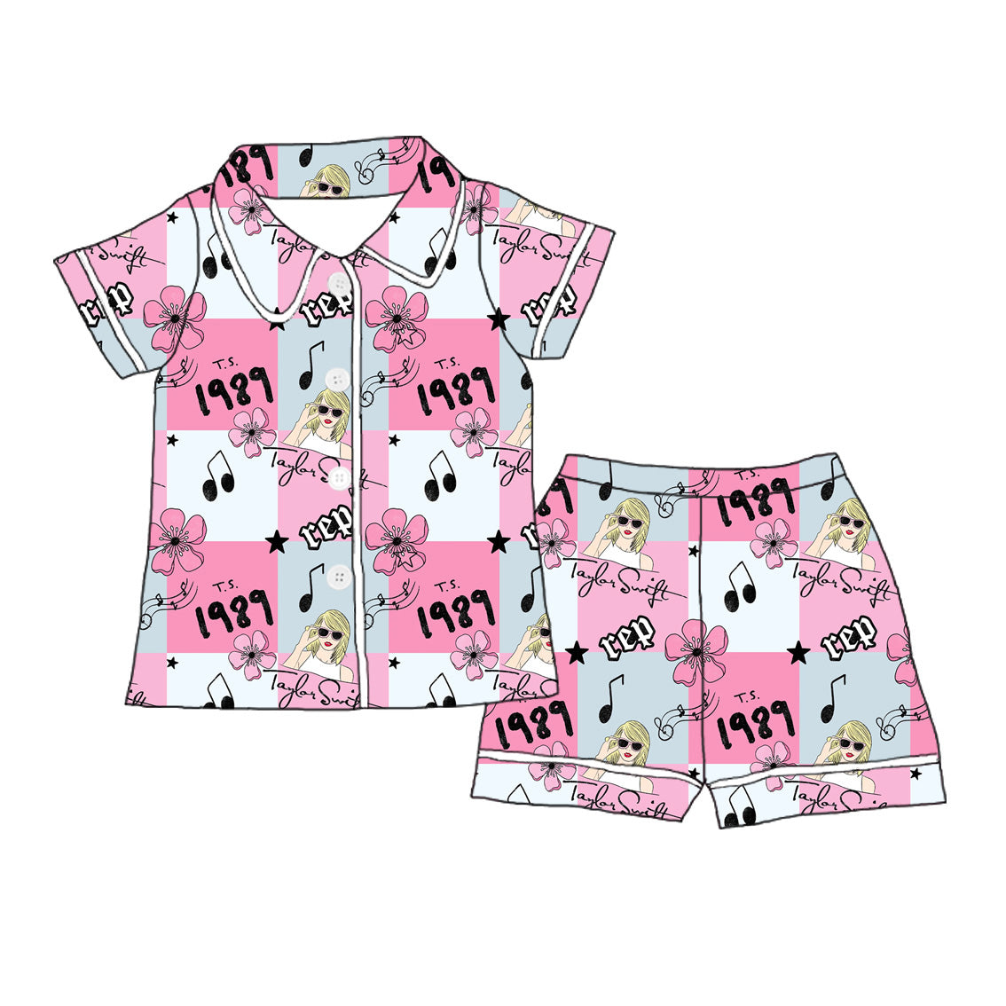 (Pre Order)Adult Summer TS Print Pajamas Short Set
