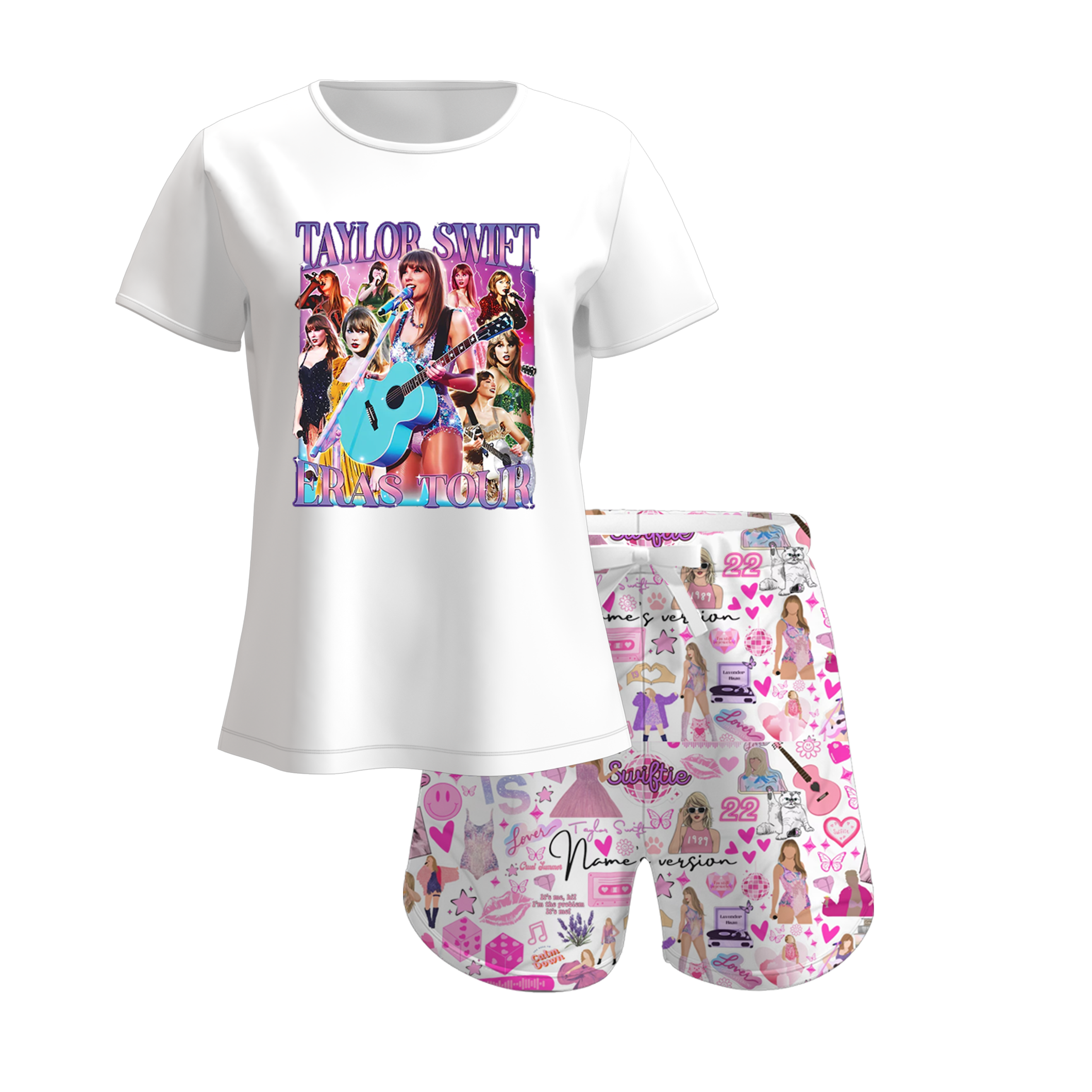 (Pre Order)Mommy and Me Summer TS Print Pajamas Short Set