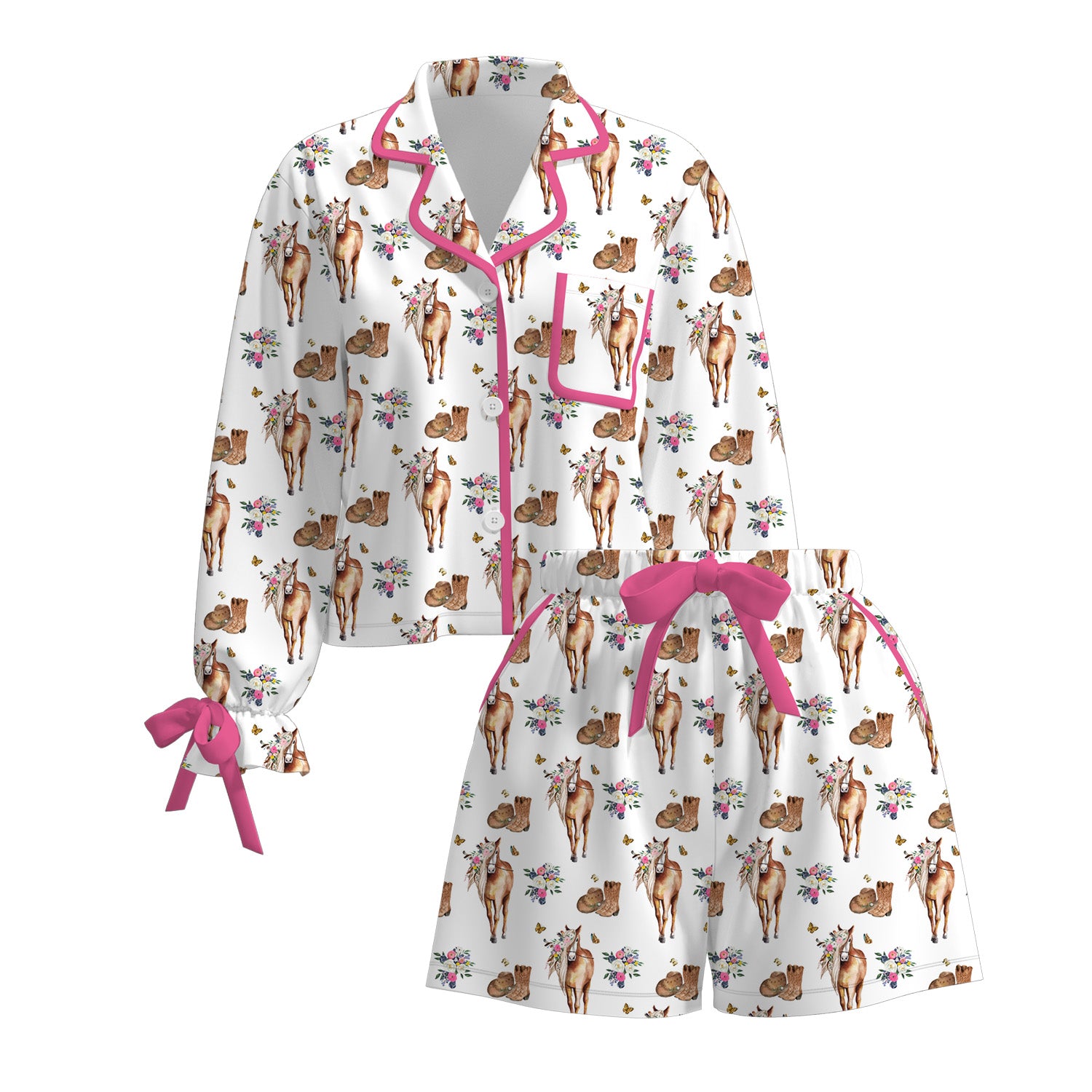 (Pre Order)Adults Fall Western Cowhand Print Pajamas Set