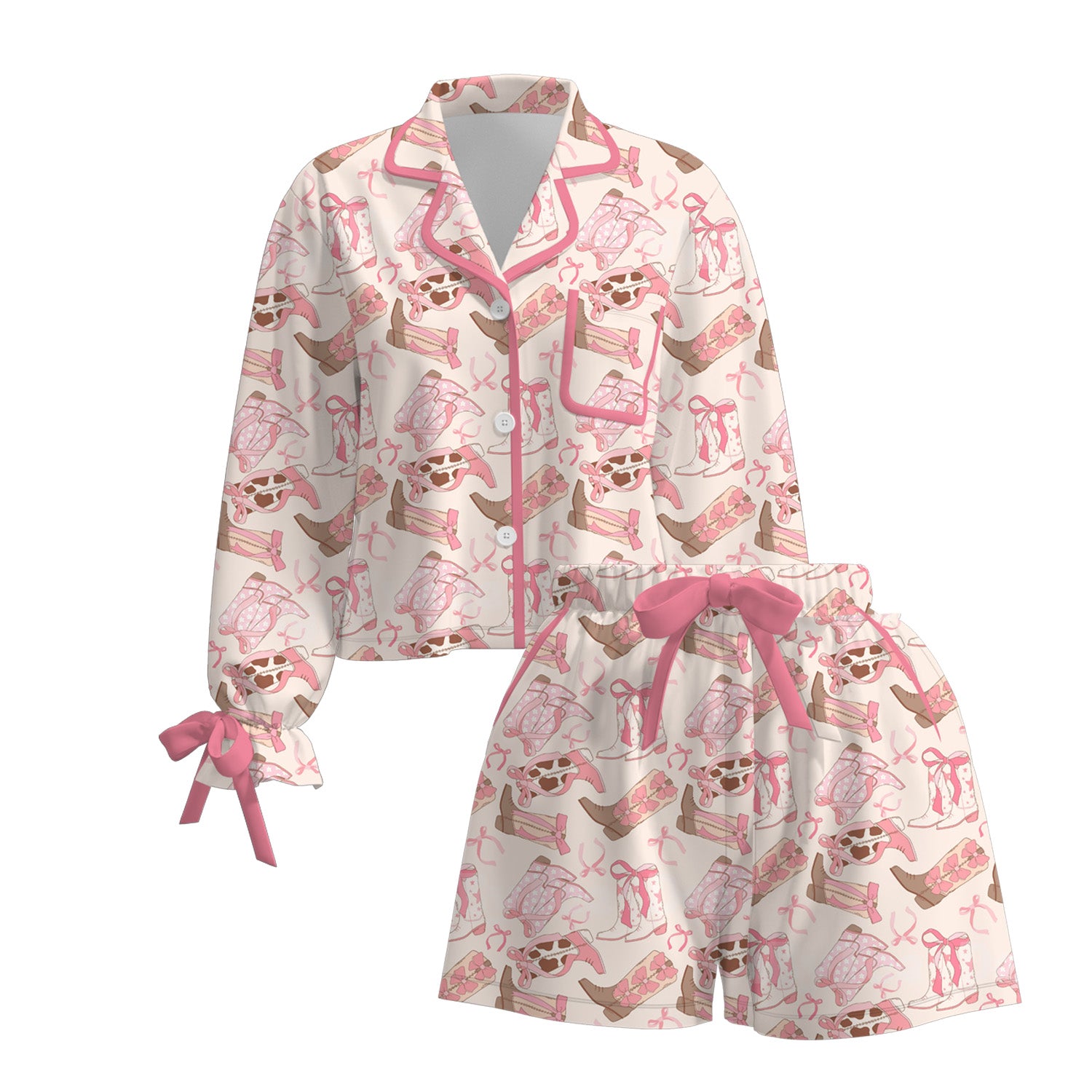 (Pre Order)Adults Fall Western Cowhand Print Pajamas Set