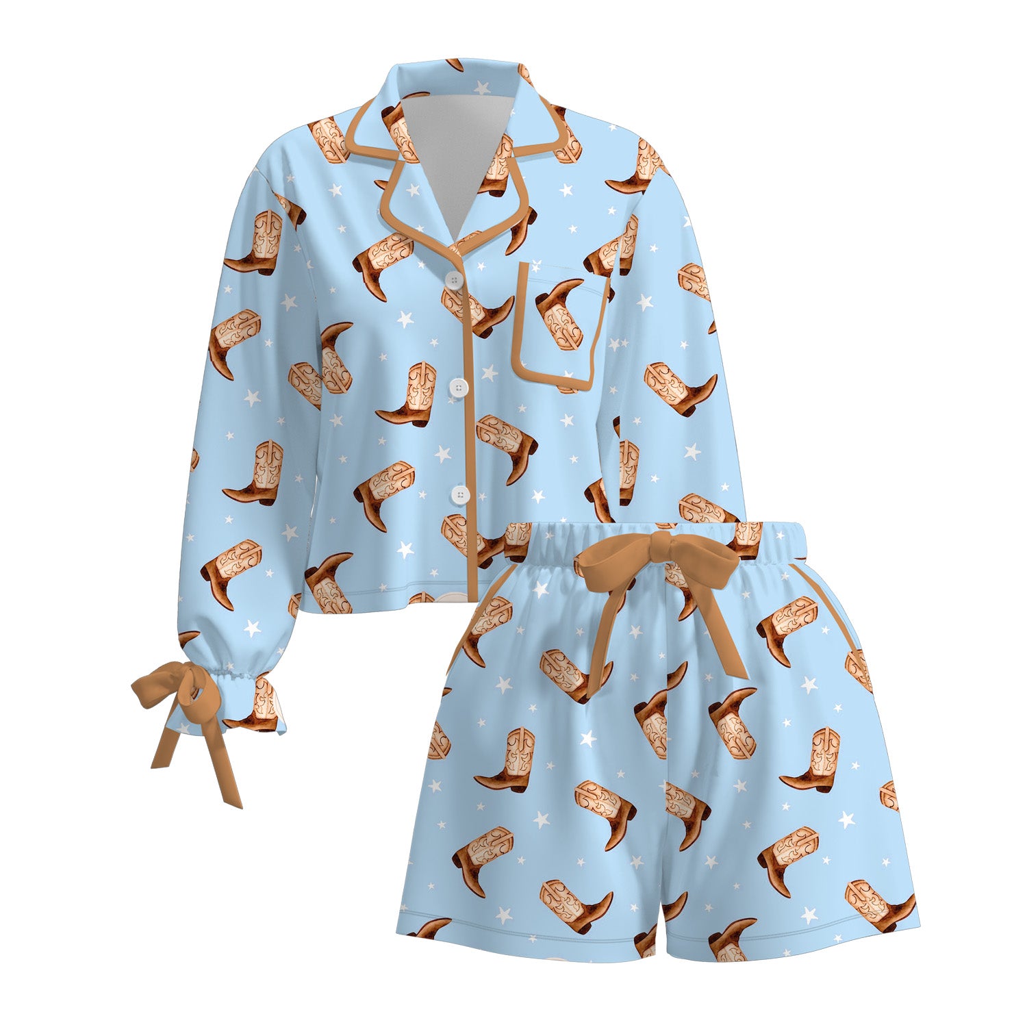 (Pre Order)Adults Fall Western Cowhand Print Pajamas Set