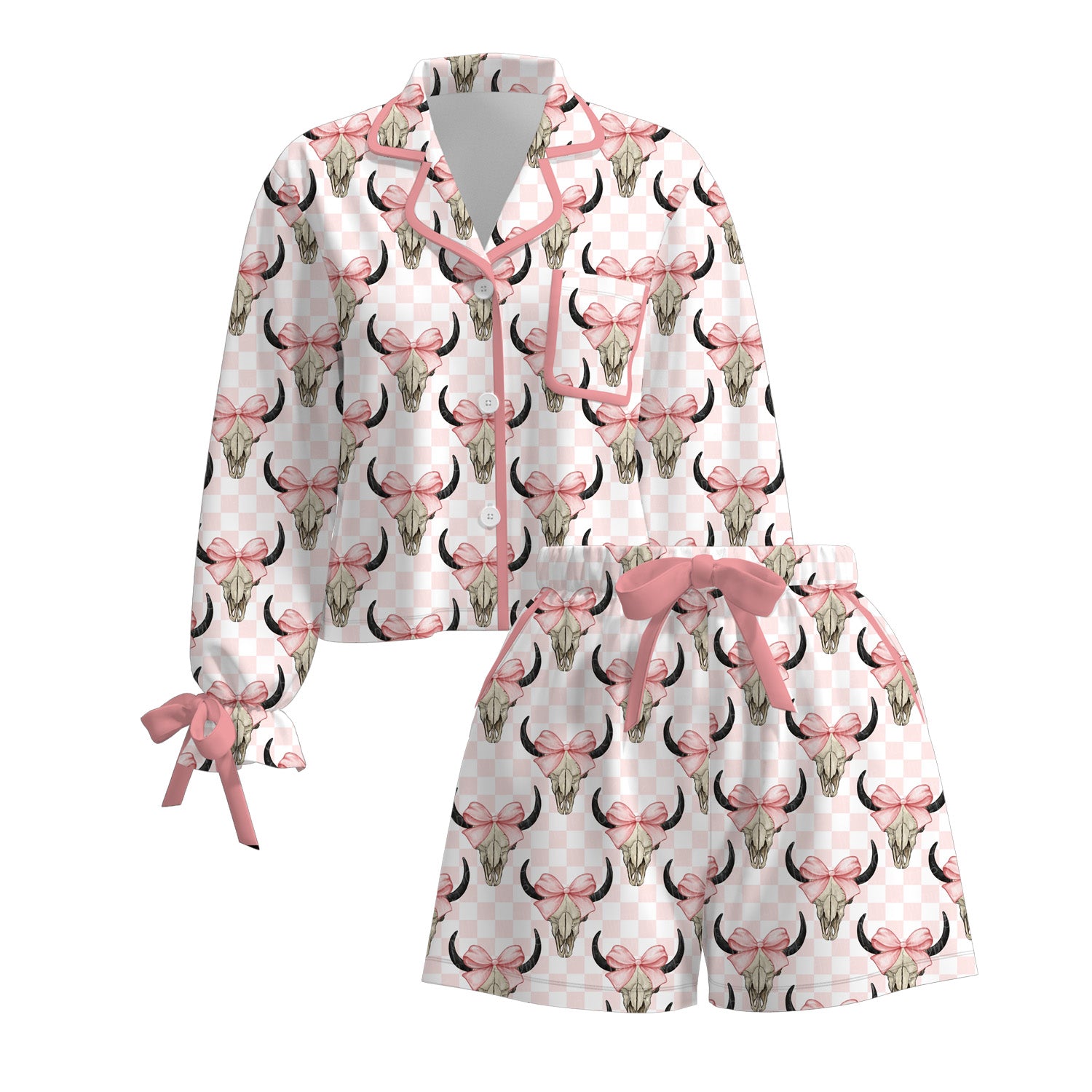 (Pre Order)Adults Fall Western Cowhand Print Pajamas Set