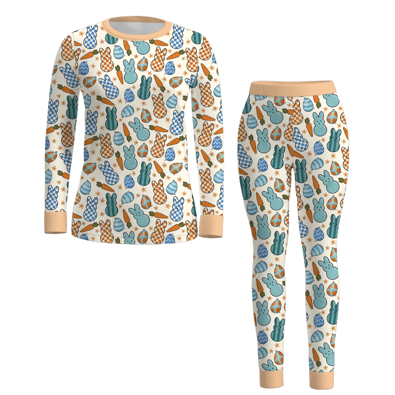 (Pre Order)Mommy and Me Easter Bunny Print Pajamas