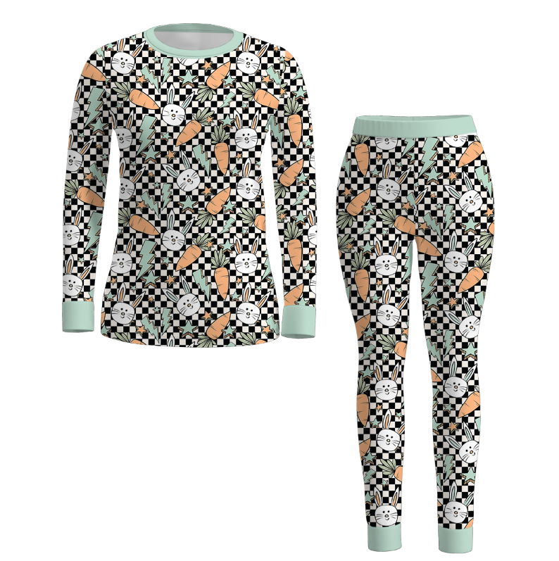 (Pre Order)Mommy and Me Easter Bunny Print Pajamas