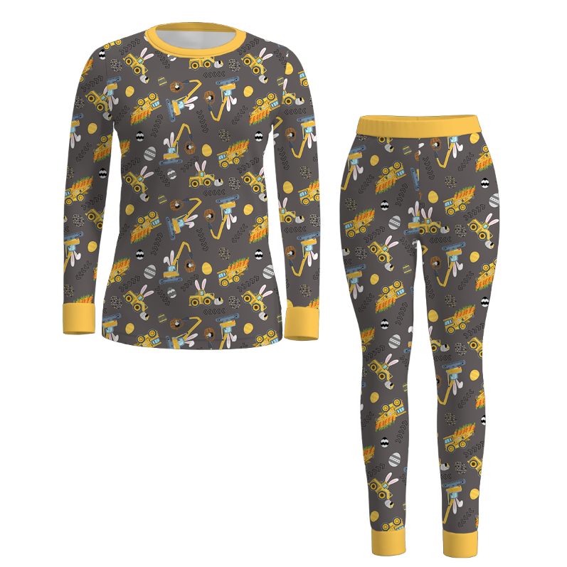 (Pre Order)Mommy and Me Easter Bunny Print Pajamas