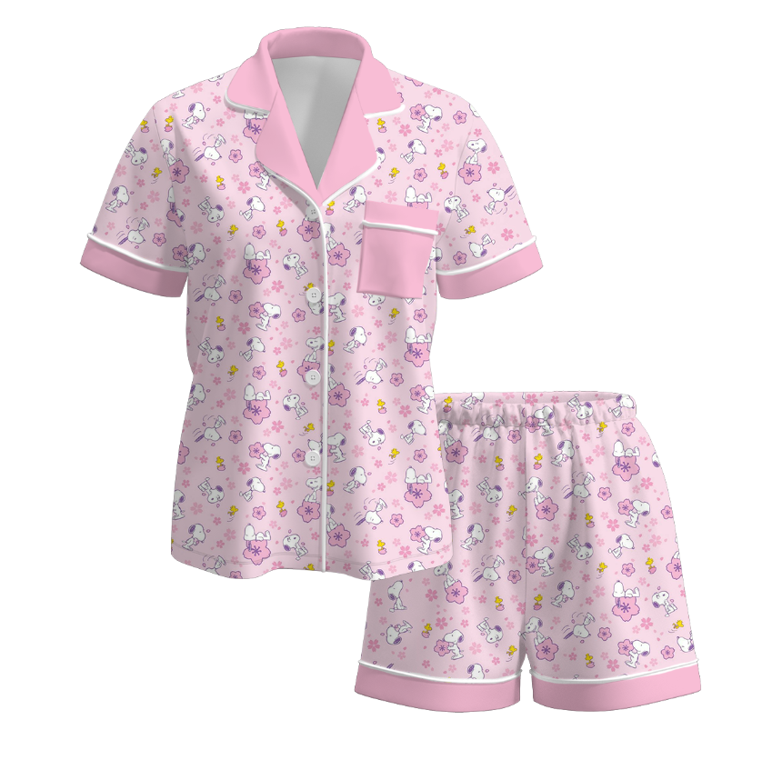(Pre Order)Girls Summer Cartoon Print Dress&Pajamas