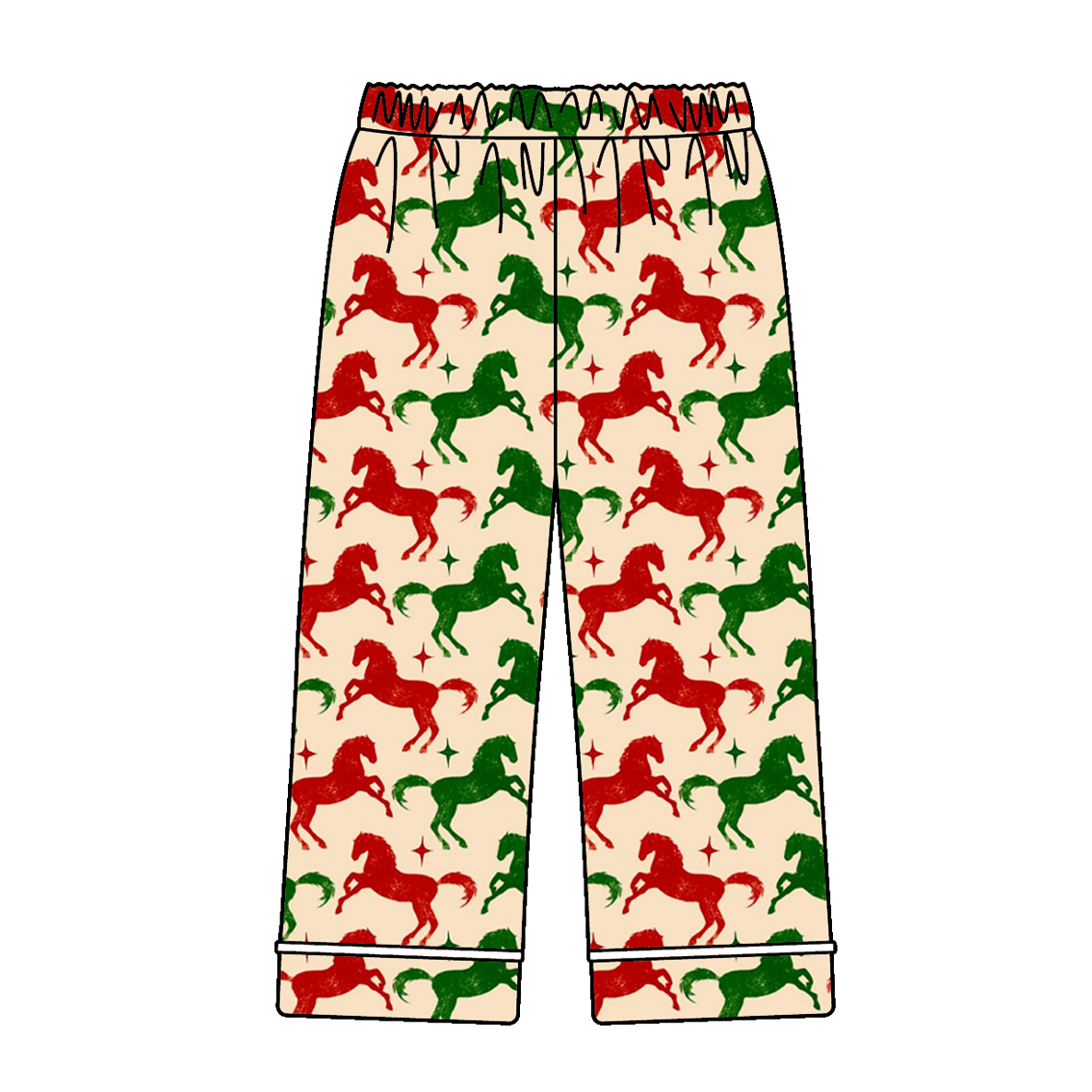 (Pre Order)Family Christmas Horse Dress,Set,Pants&Romper